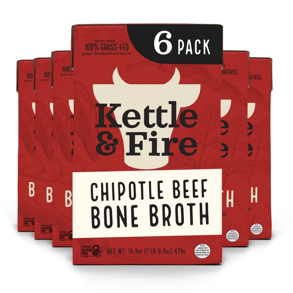 Product image of Kettle and Fire Chipotle Beef Bone Broth Keto Paleo Whole 30 Approved Gluten Free High in Protein and